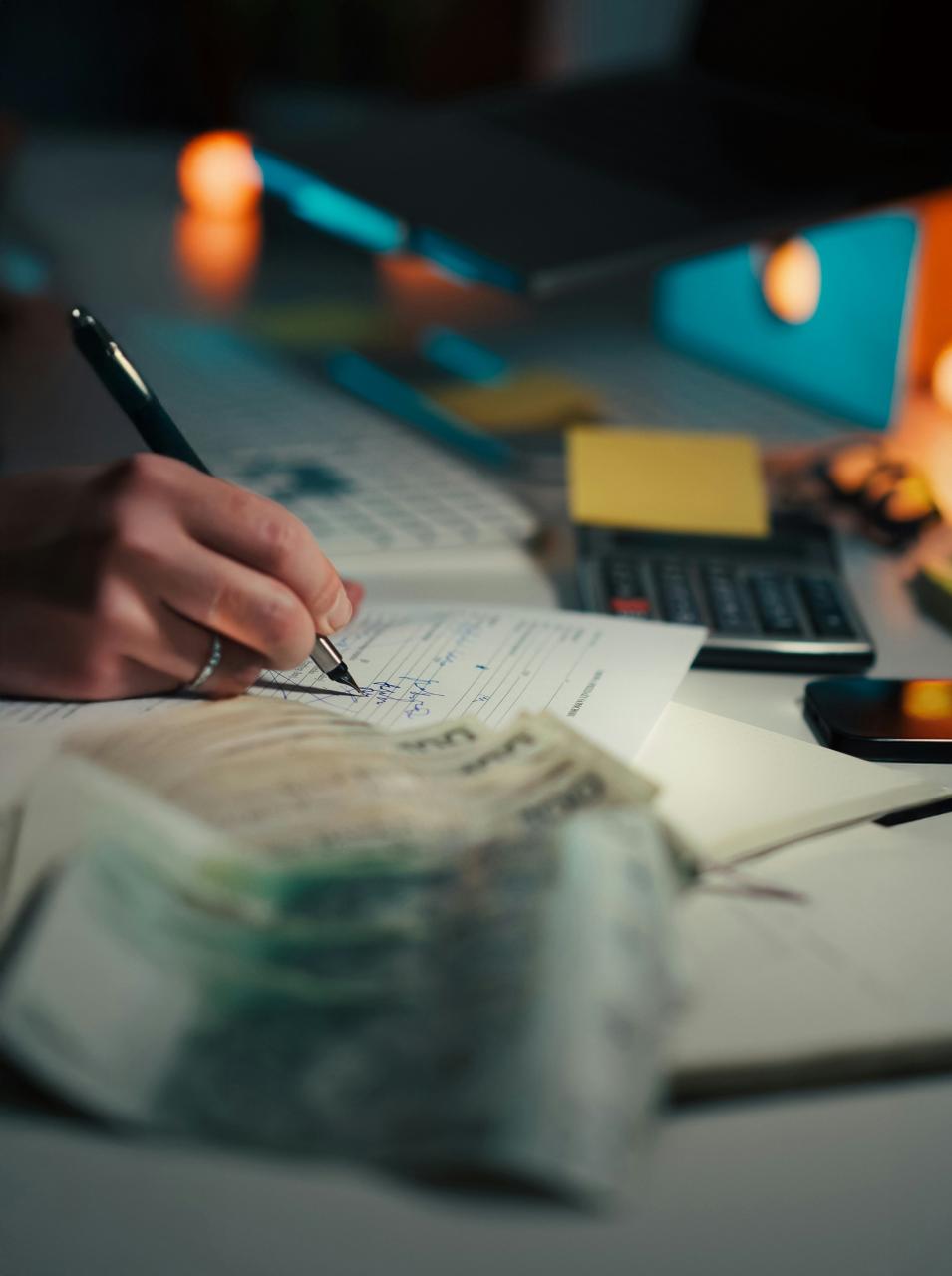 Notebook and cash used to reconcile physical budget envelopes
